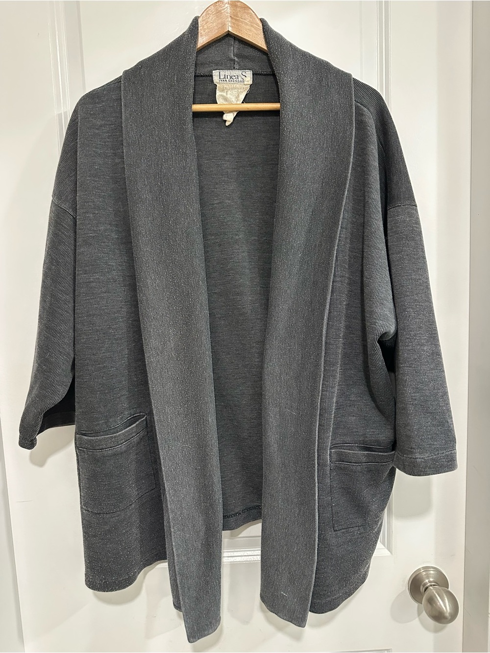 Vintage Ivan Grundahl Charcoal Open-Front Women’s Cardigan Sweater Lagenlook